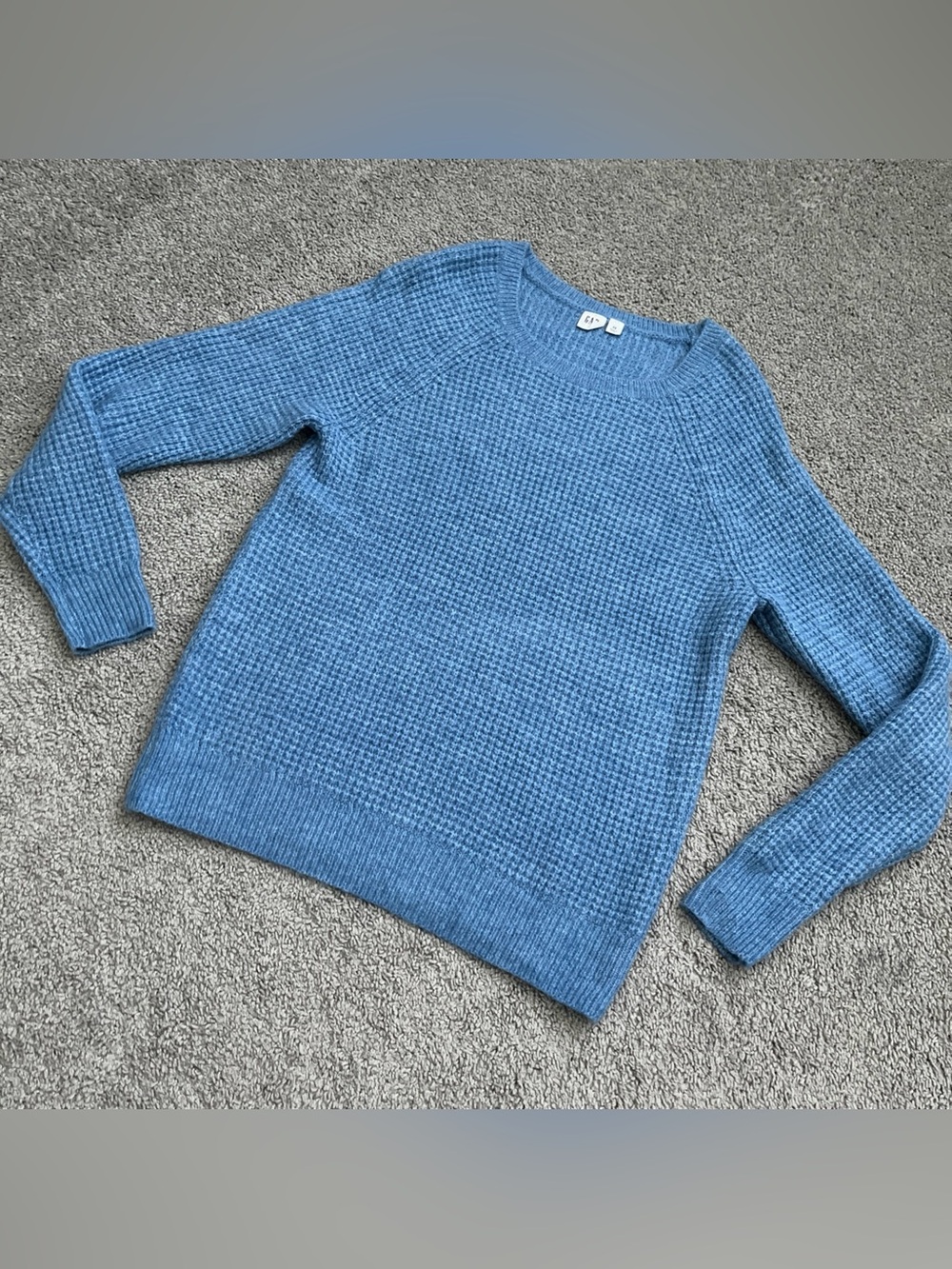 Gap Women’s Blue Waffle Stitch Pullover Sweater Size XS- EUC